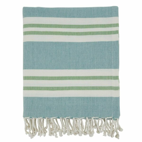 Kd Vestidor 50 x 60 in. Striped Design Oblong Throw Blanket, Aqua KD2658489